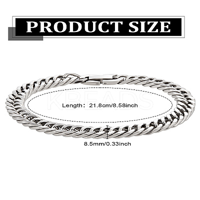 1Pc 304 Stainless Steel Cuban Link Chains Bracelets for Men & Women BJEW-LP0001-13B-P-1