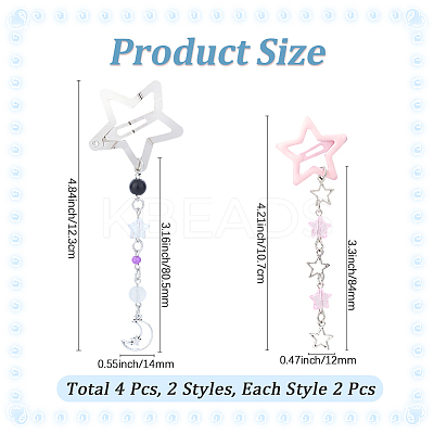 2Pcs 2 Styles Star Iron & Plastic Snap Hair Clips PHAR-CP0001-29-1