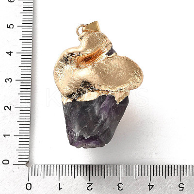 Electroplated Raw Natural Mixed Gemstone Pendants G-Z102-01G-1