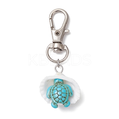 Synthetic Turquoise Starfish Turtle & Shell Pendant Decorations HJEW-JM03178-1