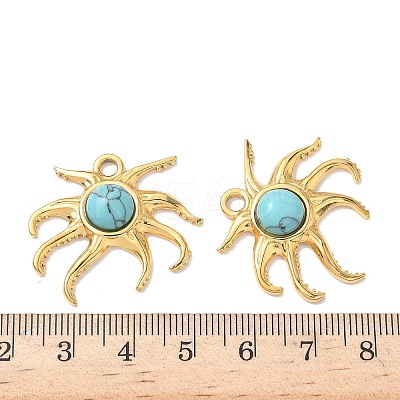 Dyed Synthetic Turquoise Sea Animal Pendants STAS-H483-33C-G-1