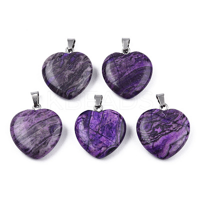 Natural Map Stone Pendants G-N0325-18E-1