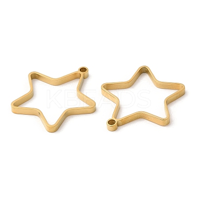 304 Stainless Steel Open Back Bezel Star Pendants STAS-Z040-01G-1