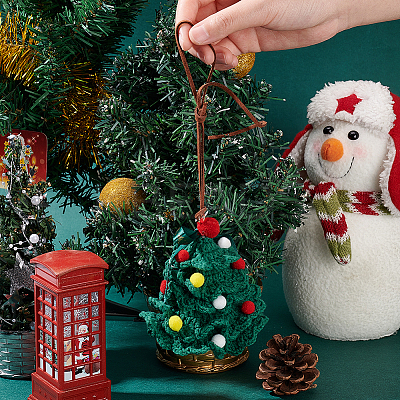 Crochet Christmas Tree Hanging Pendant Decorations HJEW-WH0007-14-1