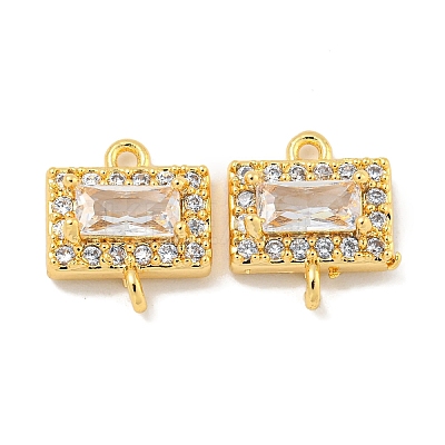 Brass Pave Clear Cubic Zirconia Connector Charms KK-P275-44G-1
