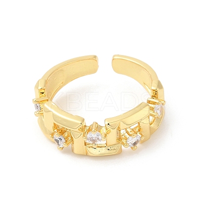 Clear Cubic Zirconia Rectangle Open Cuff Rings RJEW-L106-010G-1