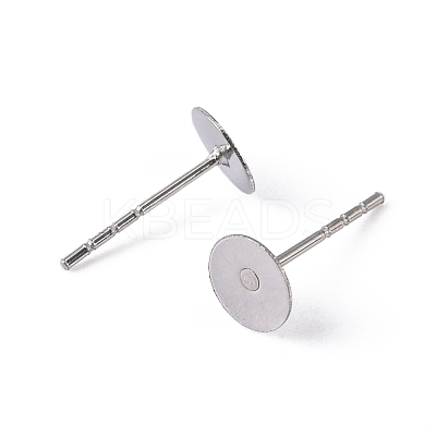 Tarnish Resistant 316 Surgical Stainless Steel Flat Round Blank Peg Stud Earring Settings X-STAS-R073-02-1