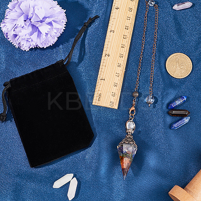 1Pc Natural Gemstone Chip Hexagonal Pointed Dowsing Pendulum Pendants G-SC0002-54-1