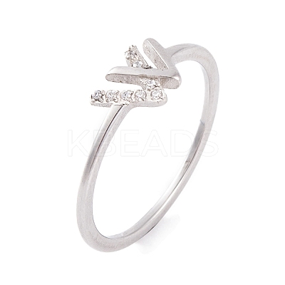 304 Stainless Steel Letter W Finger Ring for Women RJEW-C086-07-P-1