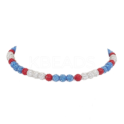 8mm Round Polymer Clay Rhinestone Wrap Bracelets BJEW-JB10480-1