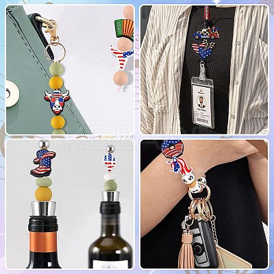 20Pcs 10 Styles Independence Day Silicone Focal Beads SIL-CJ0001-76-1