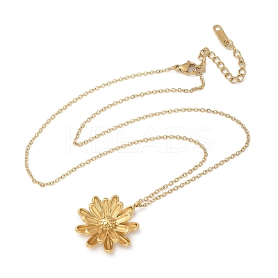 304 Stainless Steel Sunflower Pendant Cable Chain Necklaces for Women NJEW-R011-02G-1