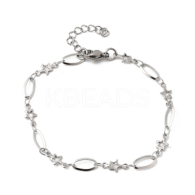 304 Stainless Steel Link Bracelets BJEW-A044-03B-P-1