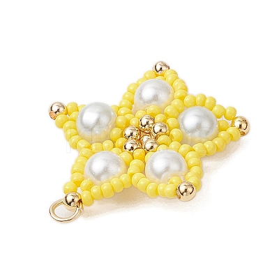 Glass Seed Beaded Star Pendants PALLOY-MZ00524-03-1