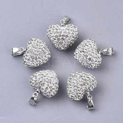 Polymer Clay Rhinestone Pendants RB-S055-11B-1