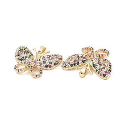 Brass Micro Pave Colorful Cubic Zirconia Pendants KK-E068-VC409-1