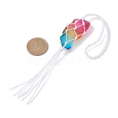 Nuggets Natural Quartz Crystal Pouch Hanging Ornaments HJEW-JM01618-1