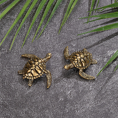 2Pcs Brass Turtle Display Decorations AJEW-SP0004-98-1