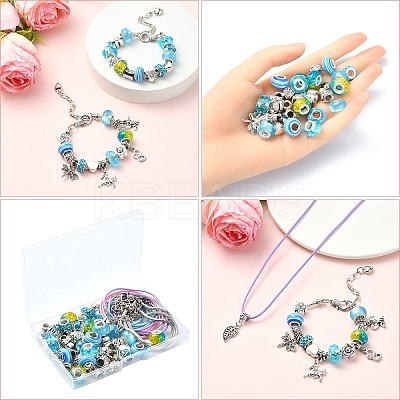 DIY Resin & Alloy & Polymer Clay Rhinestone European Beads Bracelets & Necklace Jewelry Making Kits DIY-YW0009-46-1