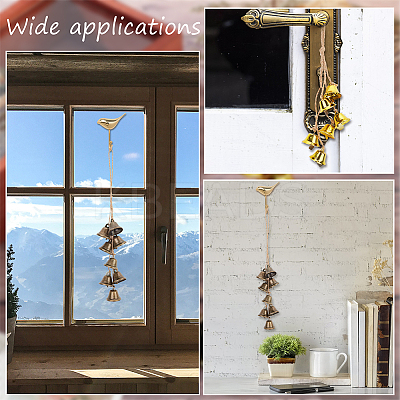 4Pcs 2 Style Iron Bell Pendant Decorations HJEW-OC0001-16-1