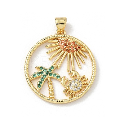 Brass Micro Pave Cubic Zirconia Pendants KK-P330-07A-G-1
