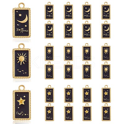 24Pcs 3 Style Rack Plating Golden Alloy Enamel Pendants ENAM-SZ0003-04-1