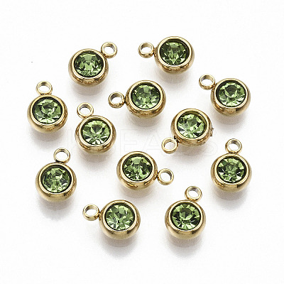 PVD Vacuum Plating 201 Stainless Steel Rhinestone Charms LS-X-STAS-S068-08G-1