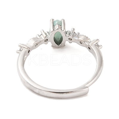 Horse Eye Natural Amazonite Adjustable Rings RJEW-Q817-02P-03-1