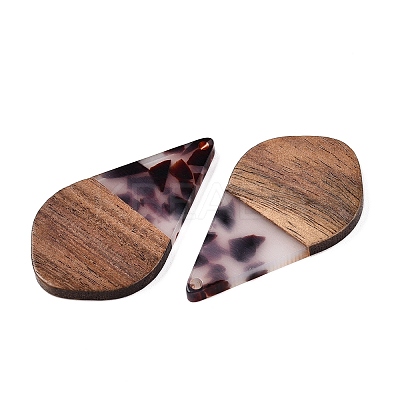 Transparent Resin and Walnut Wood Pendants RESI-T057-06B-1