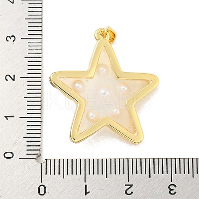 Rack Plating Brass & Epoxy Resin Pendants X-KK-C059-08A-G-1