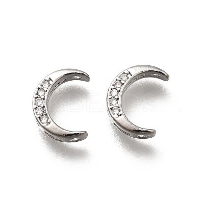 Brass Micro Pave Clear Cubic Zirconia Links Connector Charms KK-K378-66P-1