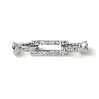 Brass Pave Clear Cubic Zirconia Fold Over Clasps KK-M320-14P-1