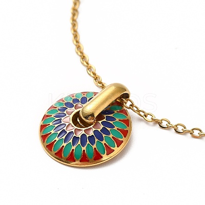 Colorful Enamel Flower Pendant Necklace NJEW-F305-01G-1