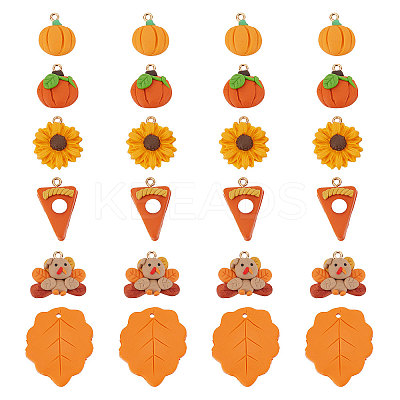 24Pcs 6 Styles Thanksgiving Day Handmade Polymer Clay Pendants CLAY-SC0001-51-1