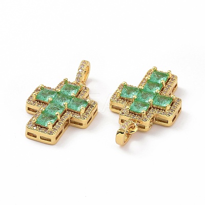 Brass Micro Pave Clear Cubic Zirconia Pendants ZIRC-F135-24G-03B-1