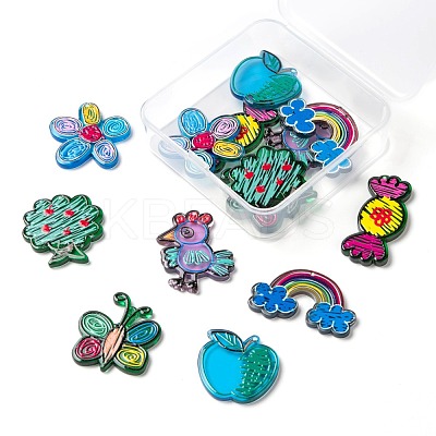 14Pcs 7 Style Transparent Acrylic Pendants KY-LS0001-15-1