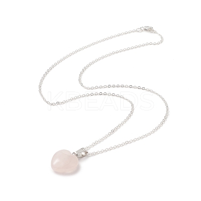 Natural Rose Quartz Geometry Pendant Necklace NJEW-JN04239-07-1