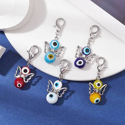 Ecil Eye Angel Resin & Glass Pendant Decorations HJEW-JM01513-1