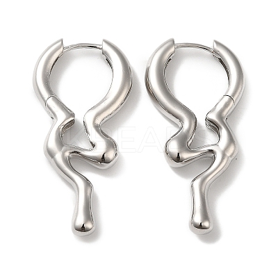 Rack Plating Brass Melting Drop Hoop Earrings for Women EJEW-Z019-19P-1