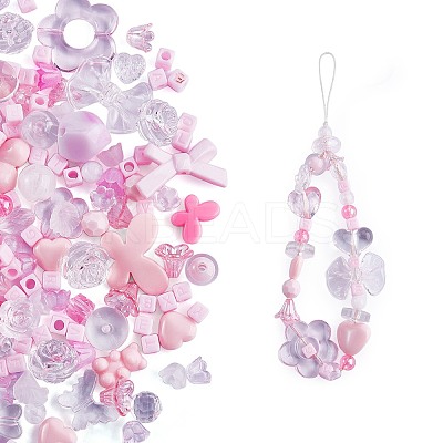 150 Pieces Random Rose Acrylic Beads Bear Pastel Spacer Beads Butterfly Loose Beads for Jewelry Keychain Phone Lanyard Making JX543C-1