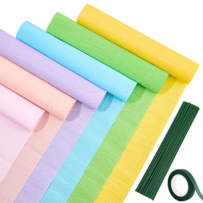 6 Rolls 6 Colors Handmade Crepe Paper DIY-CP0012-89H-1