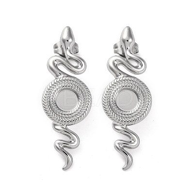 304 Stainless Steel Snake Stud Earrings EJEW-K295-14P-1