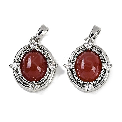 Natural Carnelian(Dyed & Heated) Oval Pendants KK-P283-42A-P-1