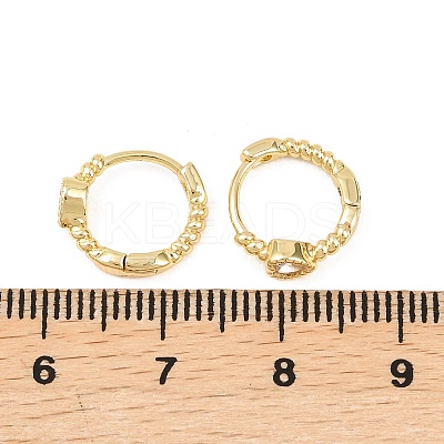 Heart Brass Micro Pave Clear Cubic Zirconia Hoop Earrings EJEW-D348-26G-1