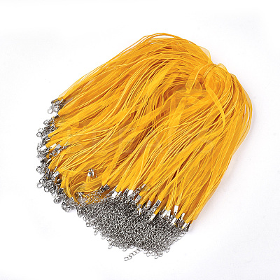 Waxed Cord and Organza Ribbon Necklace Making NCOR-T002-112-1