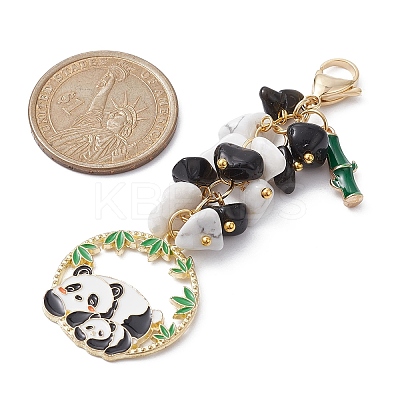 Panda Alloy Enamel Pendant Decorations HJEW-JM01275-03-1