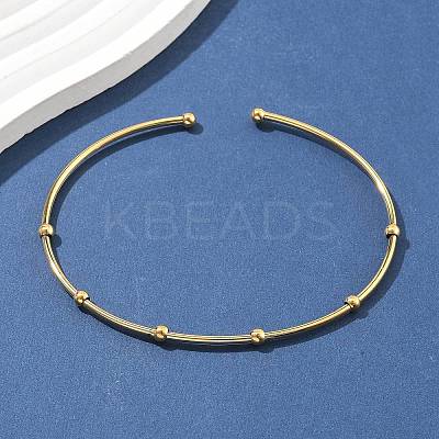 304 Stainless Steel Arm Cuff Bangles for Women AJEW-P127-03G-1