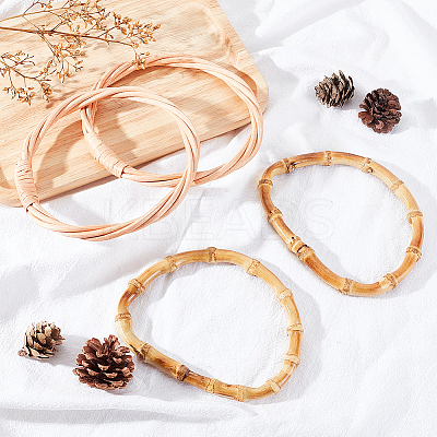 4Pcs 2 Style Bamboo & Rattan Bag Handle DIY-AR0002-80-1
