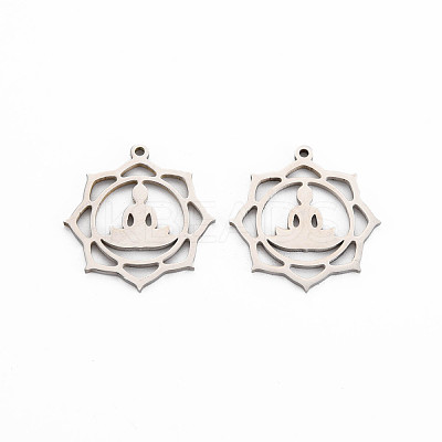 Non-Tarnish Chakra 201 Stainless Steel Pendants STAS-S119-153P-1