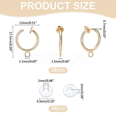 28Pcs Brass Clip-on Hoop Earring Findings KK-ME0001-30G-1